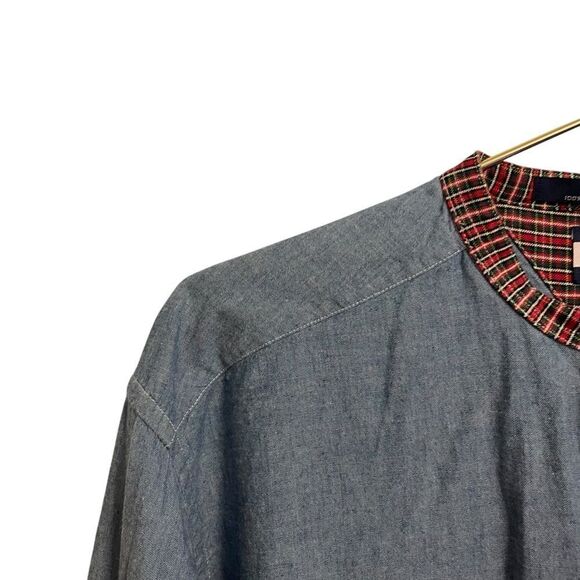 Vintage Tommy Hilfiger Denim Plaid Collar Button Down Long Sleeve Shirt MED - Picture 4 of 7